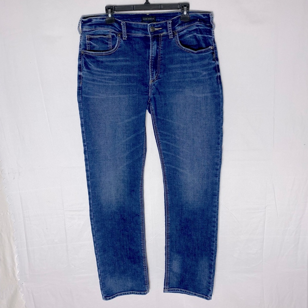 Silver Jeans Med Wash Denim Grayson Straight Leg Blue Jeans 36